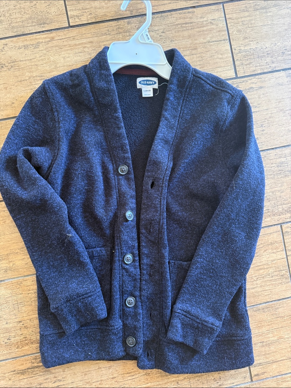 Boys 10/12 Old Navy Dark Navy Button Front Shawl Collar Cardigan